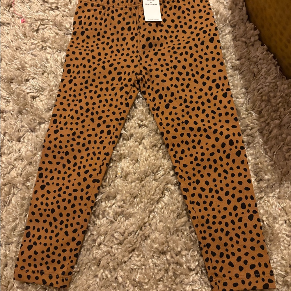 Old Navy Kids' Tan and Black Dot Leggings
